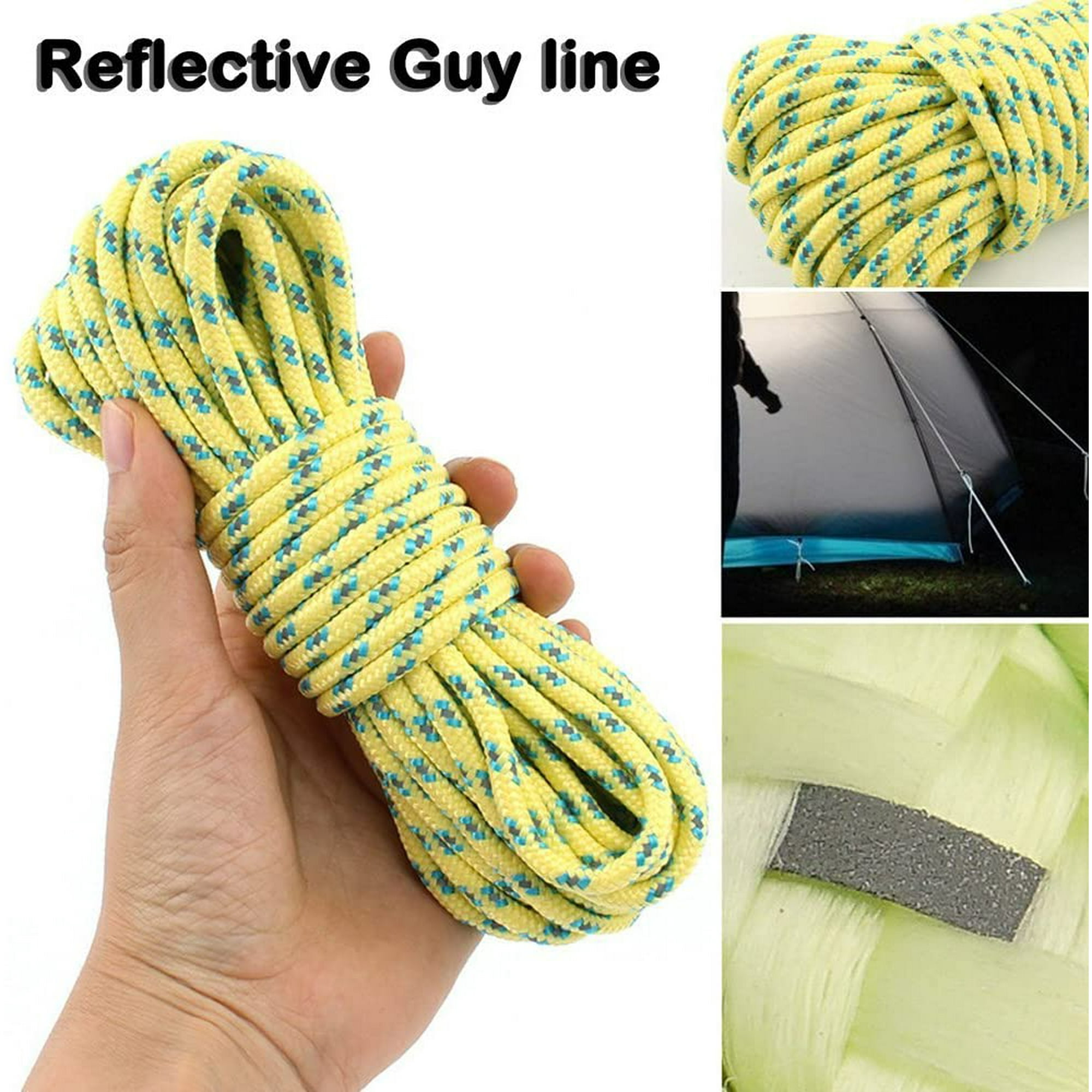 8 Pack Outdoor Camping Tent Stake Pegs and Guylines Guy Rope Lightweight Rope